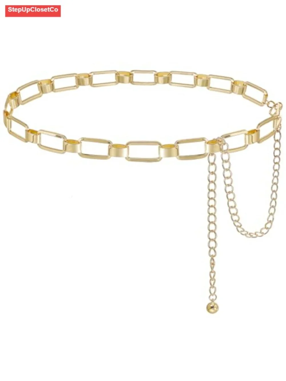 Women's Metal Waist Chain Belt, Adjustable Length, Chic Dress Accessory